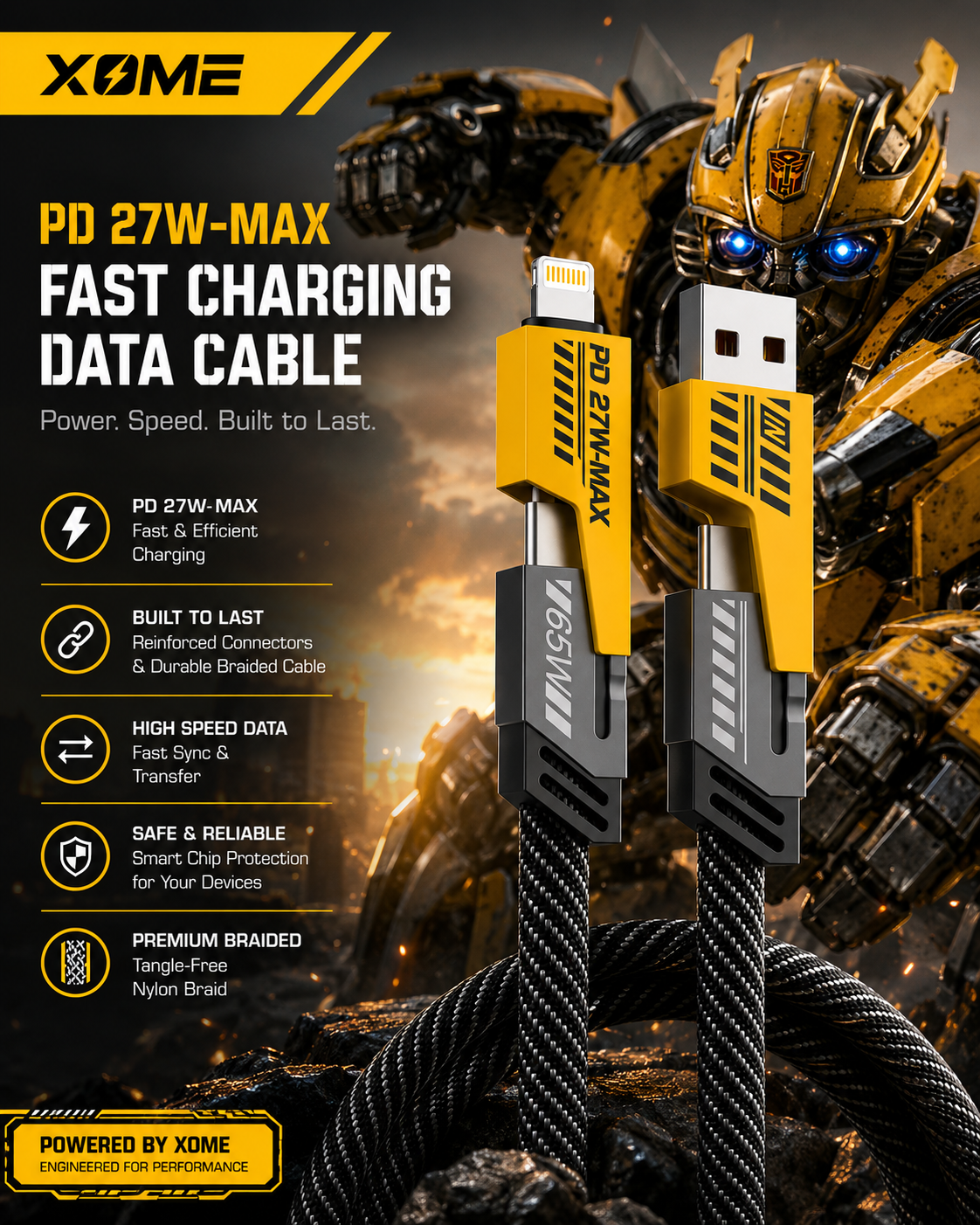XOME Turbo 5 4-in-1 Fast Charging Cable