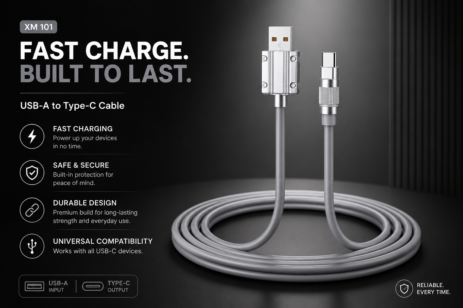 XOME Turbo-3 Type-C Fast Charging Cable