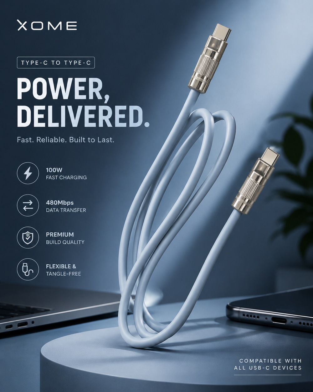 XOME Turbo-4 Type-C Fast Charging Cable