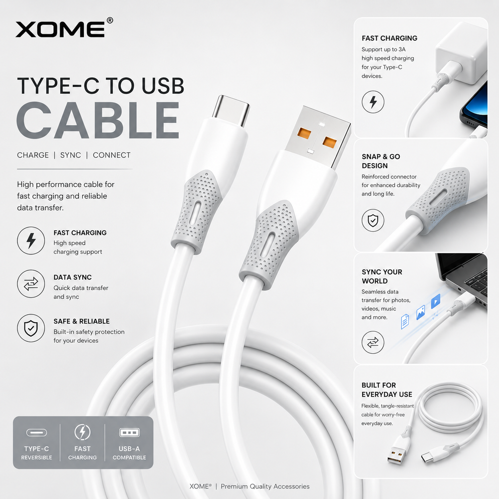 XOME Turbo-Silicone Type-C Fast Charging Cable