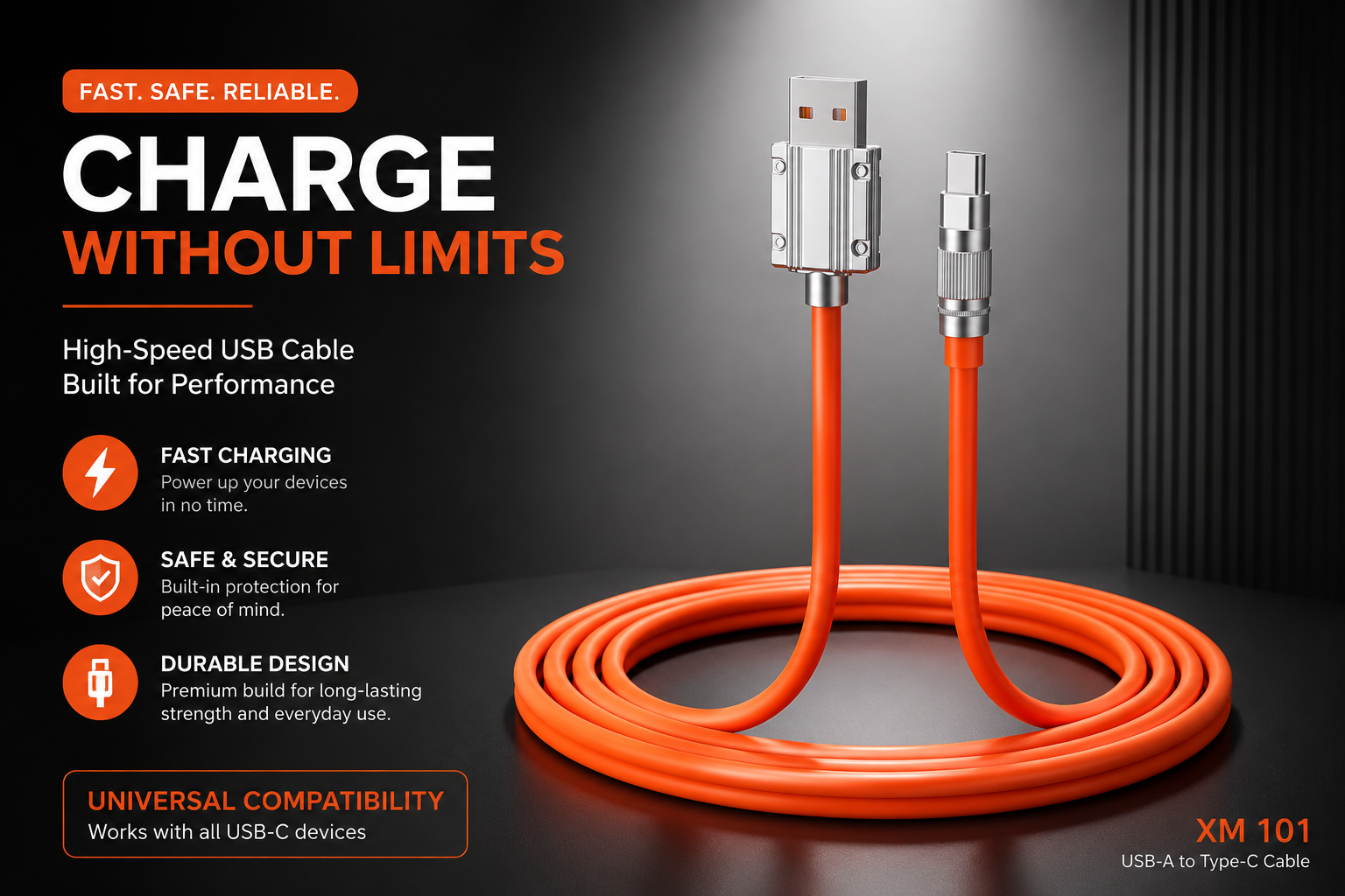 XOME Turbo-3 Type-C Fast Charging Cable