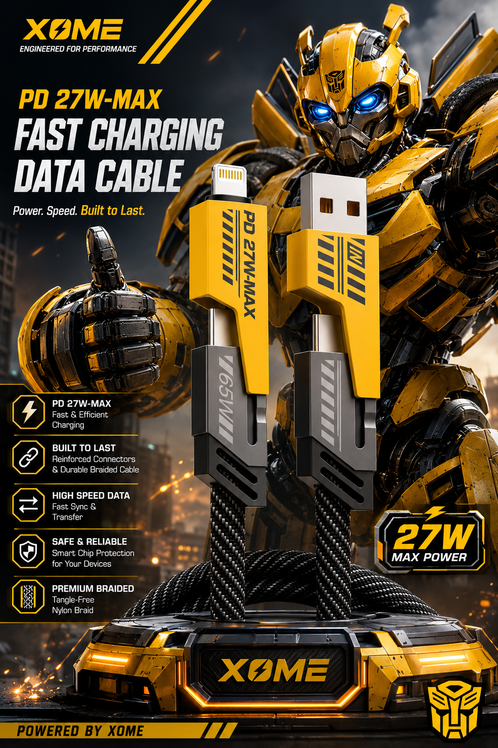 XOME Turbo 5 4-in-1 Fast Charging Cable