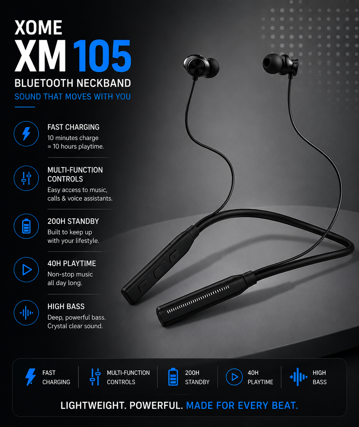 XOME XM 105 Wireless Bluetooth Neckband