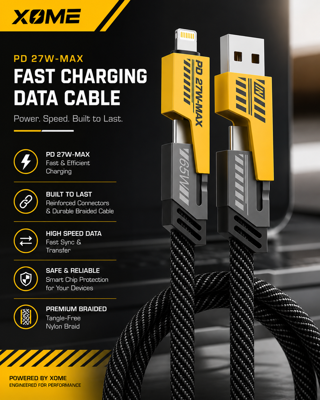 XOME Turbo 5 4-in-1 Fast Charging Cable